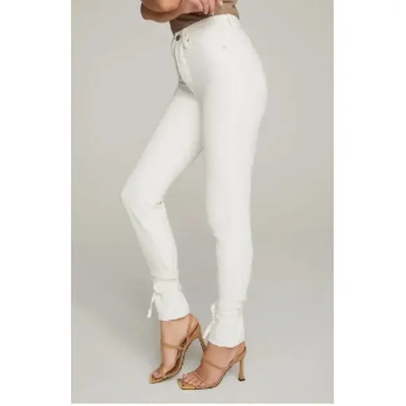 Good American Good Boy Ankle Wrap Pants White Denim Curvy Jeans | Sz 2 / 26 NEW! - Picture 4 of 12